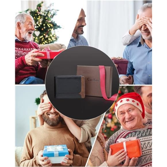 Mens Leather Wallet Front Pocket Bifold RFID Blocking Wallet Stripe Black - Picture 5 of 7